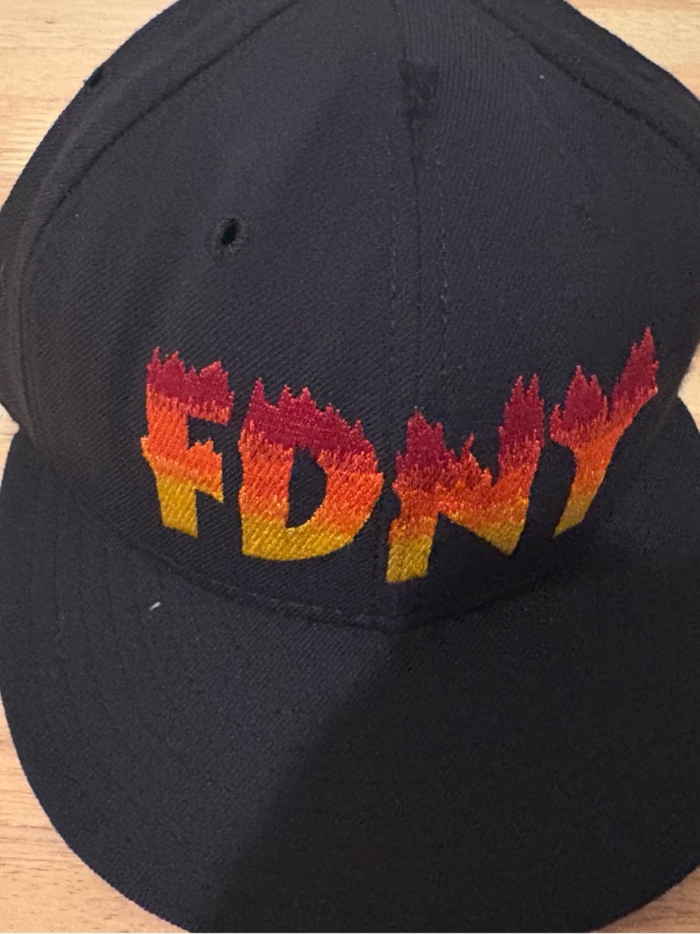Vintage Black FDNY New Era Fitted Cap Hat Size 6 7/8 NY New York Mets 9/11 MLB